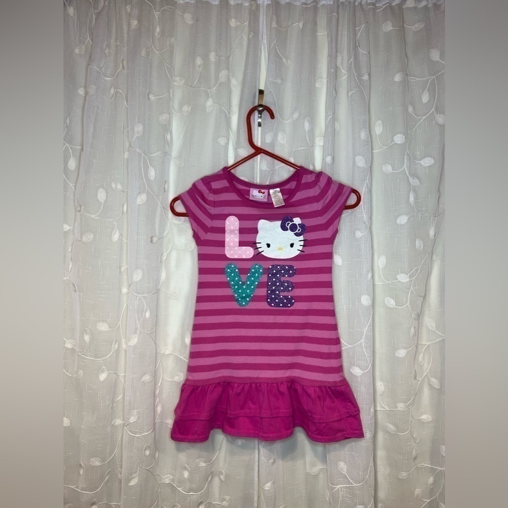 VINTAGE Sanrio Hello Kitty Short Sleeve Glitter Dress, Girls Size S (6/6X)
